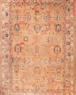 Exquisite Room-Size Antique Turkish Angora Oushak Rug with an Allover Motif